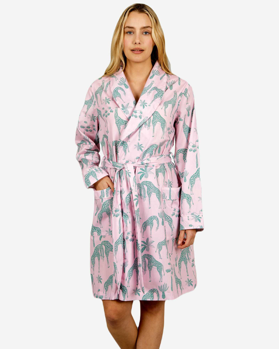 Womens dressing gowns - Giraffes Pink