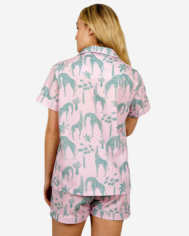 Womens short pyjama - Giraffes Pink