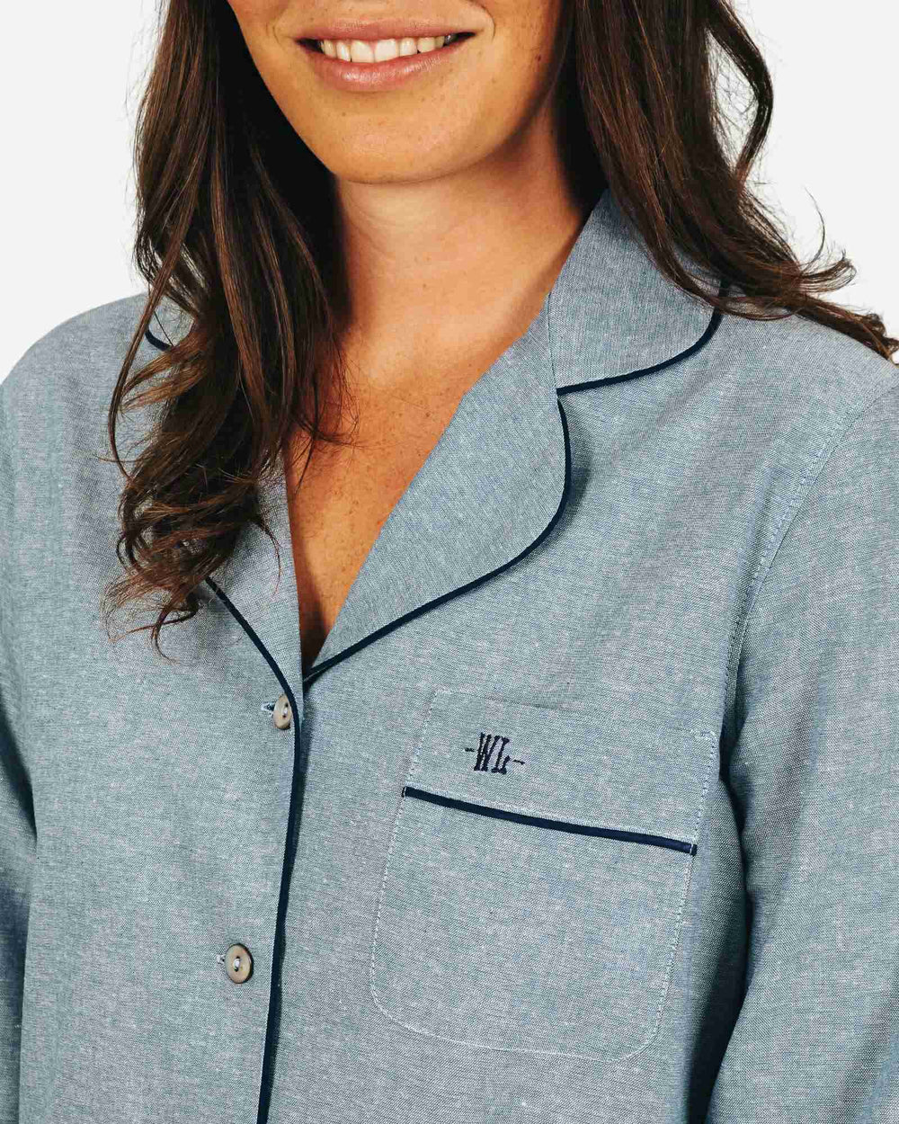 Womens sleepshirt - chambray cloud blue