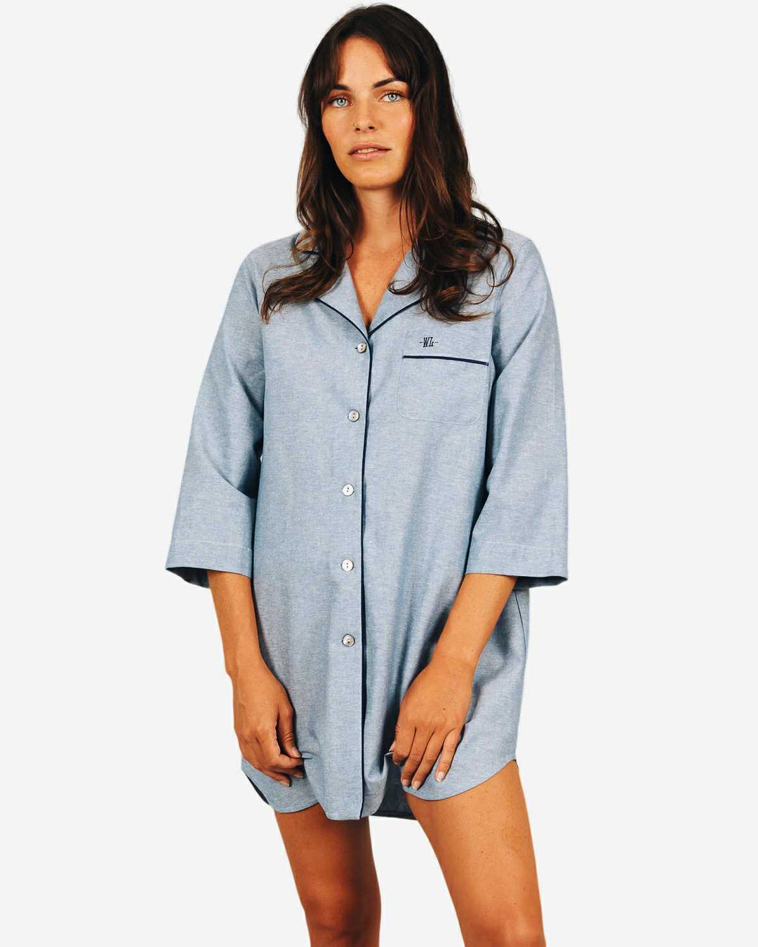 Womens sleepshirt - chambray cloud blue