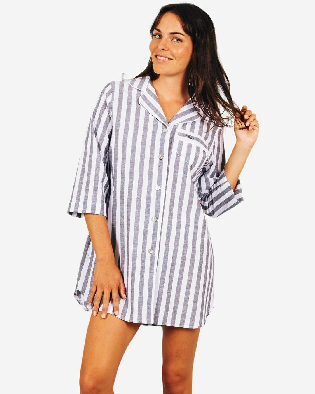Womens sleepshirt - chambray portofino black