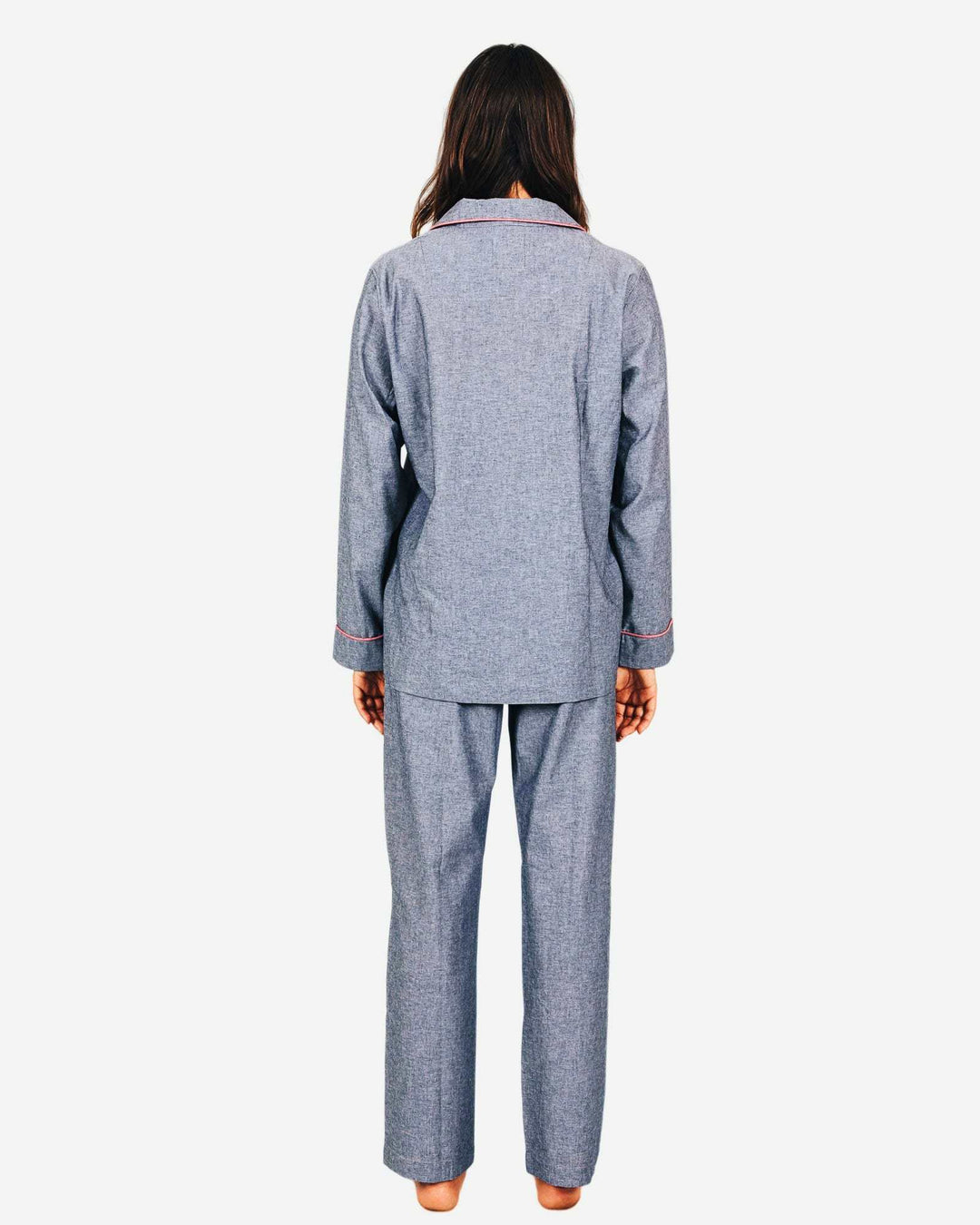 Womens cotton pyjamas set - Chambray black