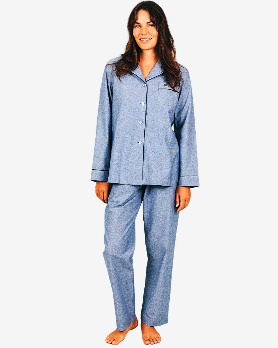 Womens cotton pyjamas set - Chambray indigo