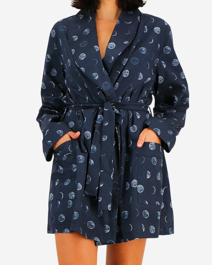 Womens dressing gown - blue moons
