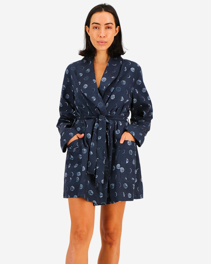 Womens dressing gown - blue moons