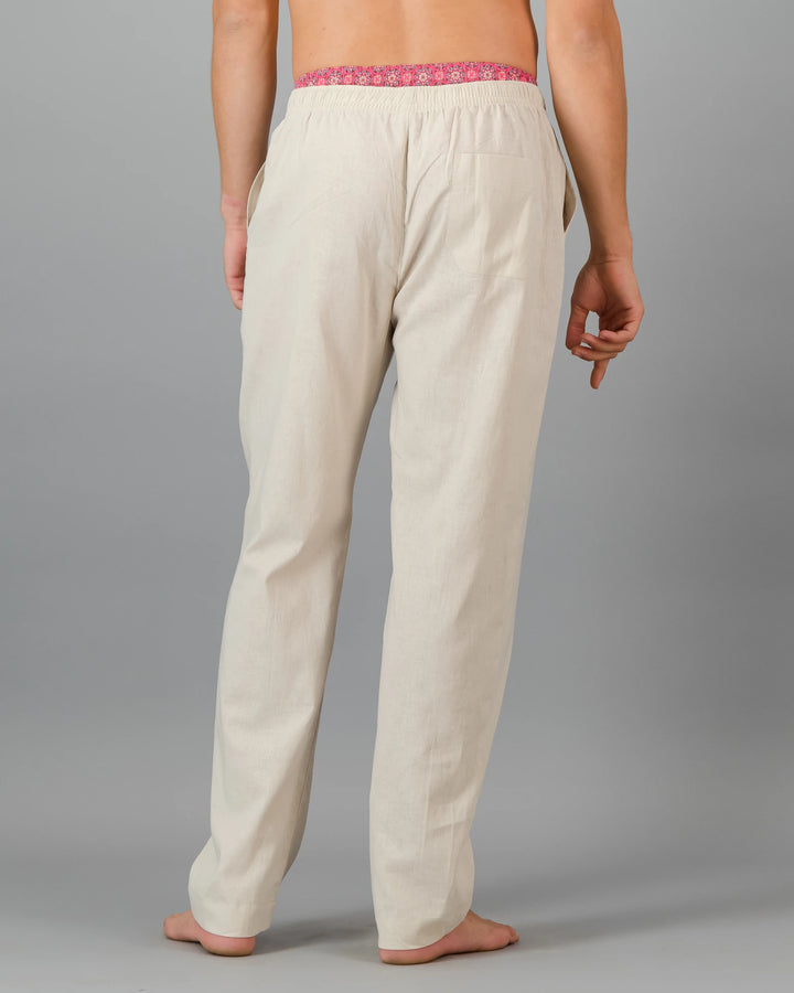 Mens beige linen trousers - sand