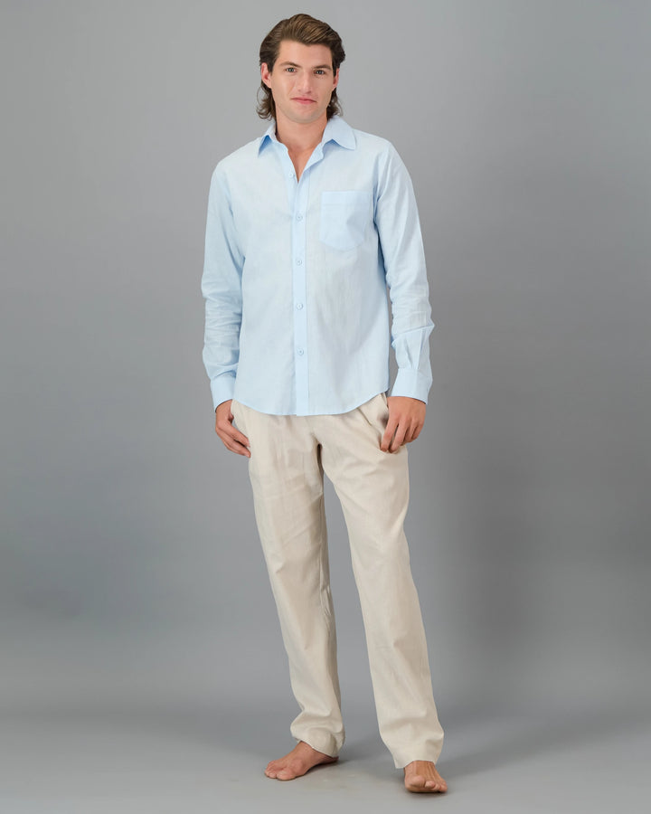Mens beige linen trousers - sand