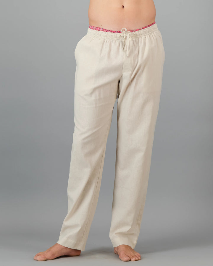 Mens beige linen trousers - sand