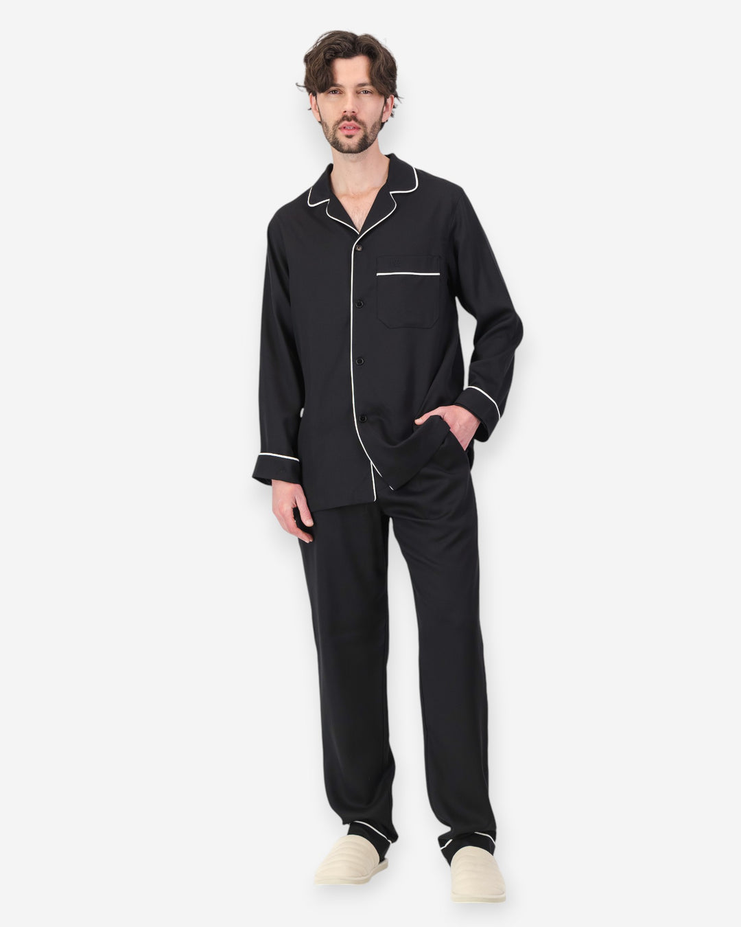 Mens black pyjamas tencel