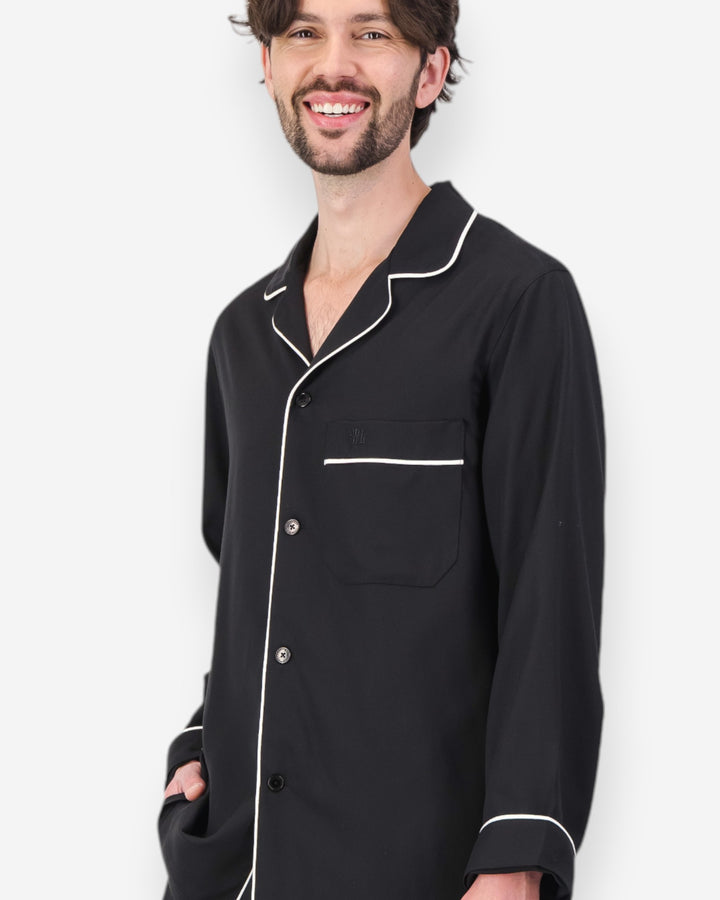 Mens black pyjamas tencel