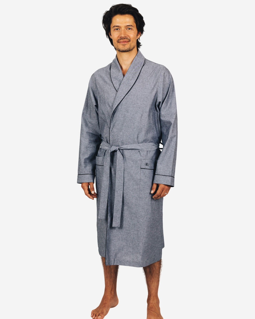 Chambray black dressing gown mens