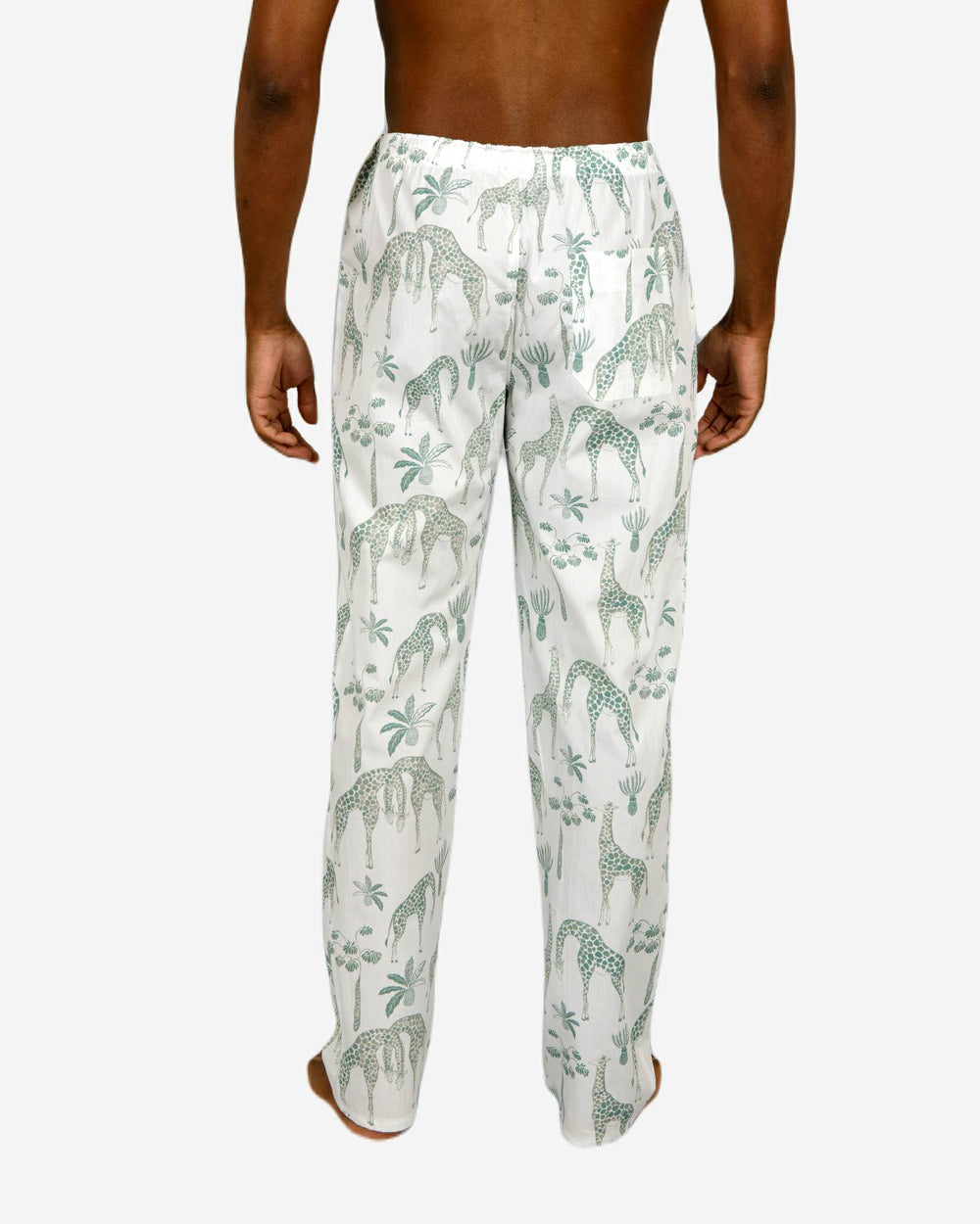Mens long pyjamas set - Giraffes Green