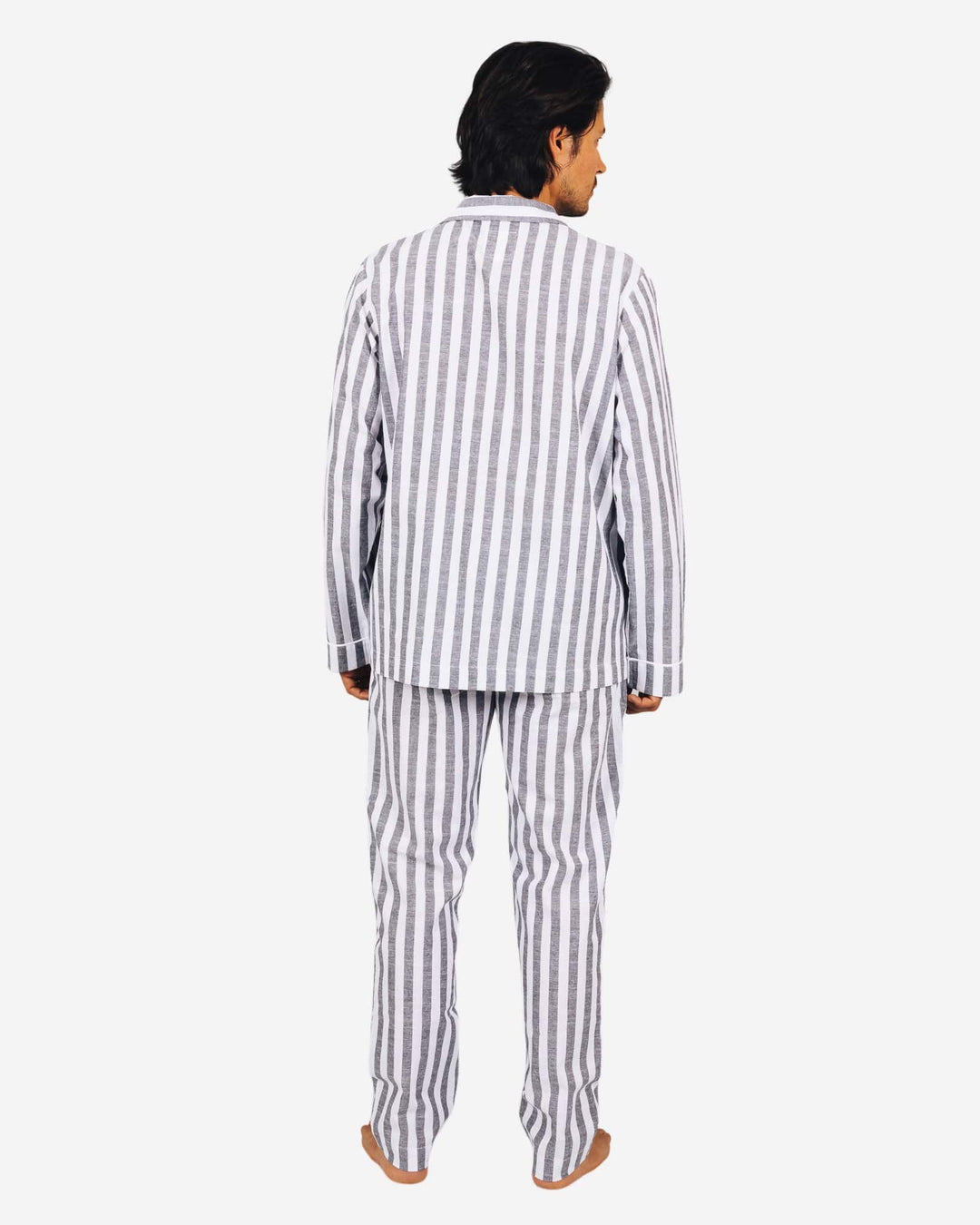 Mens pyjamas set with black and white stripes