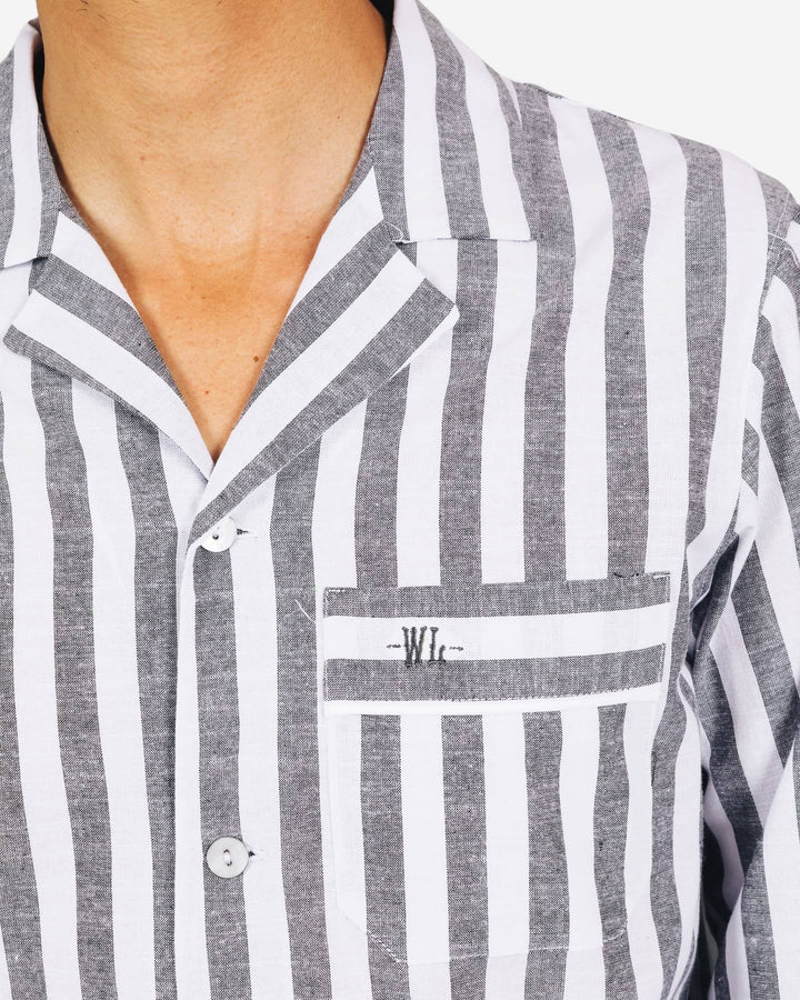 Mens pyjamas set with black and white stripes