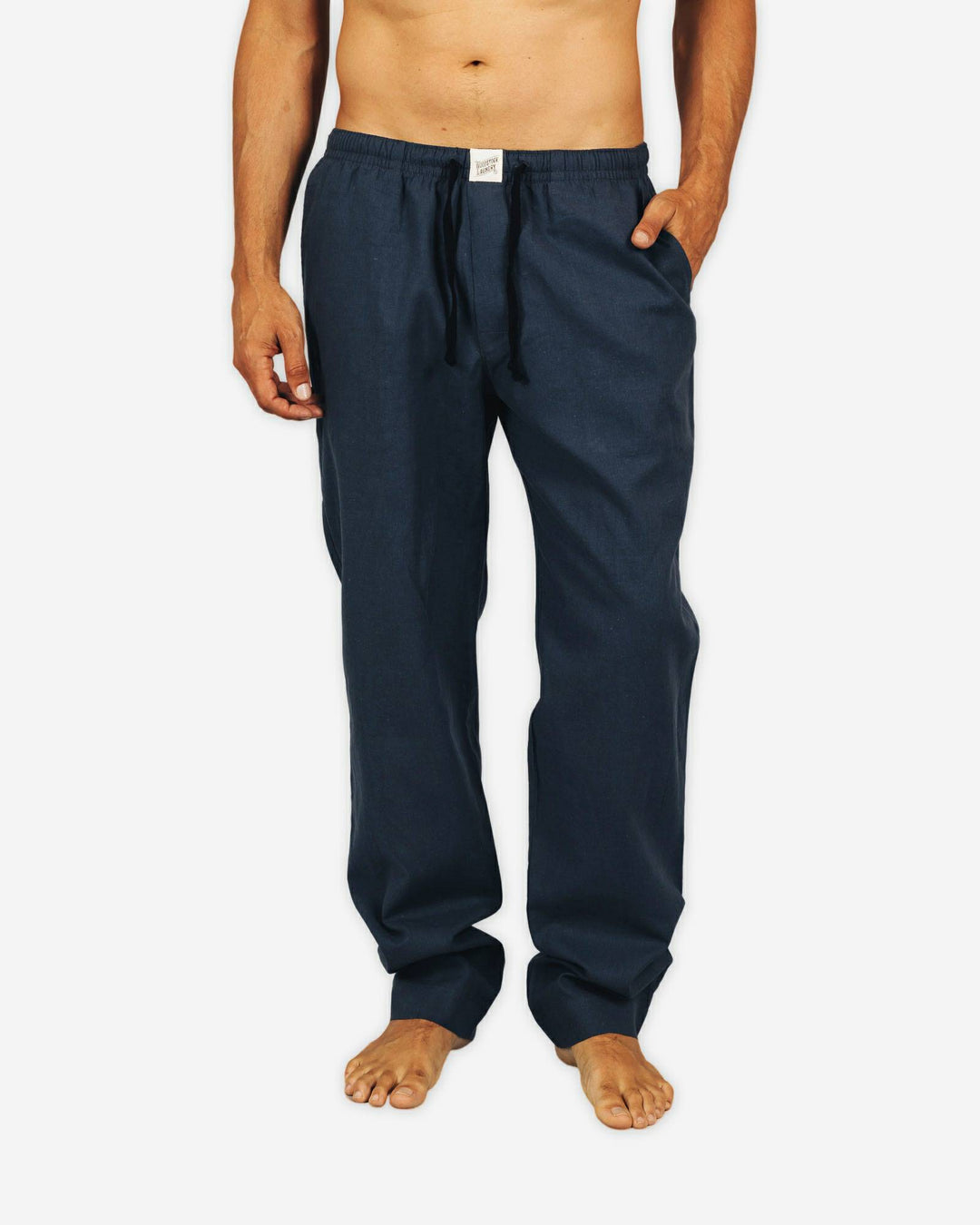 Mens linen pants - charcoal black