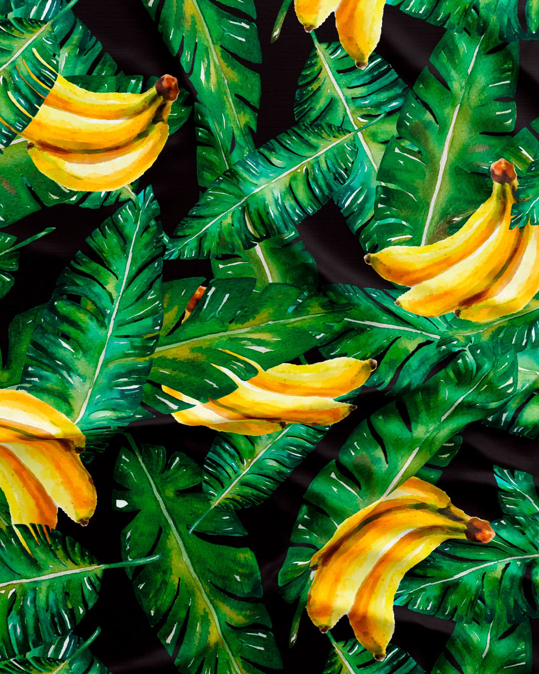 Mens green shorts - bananas on leaves