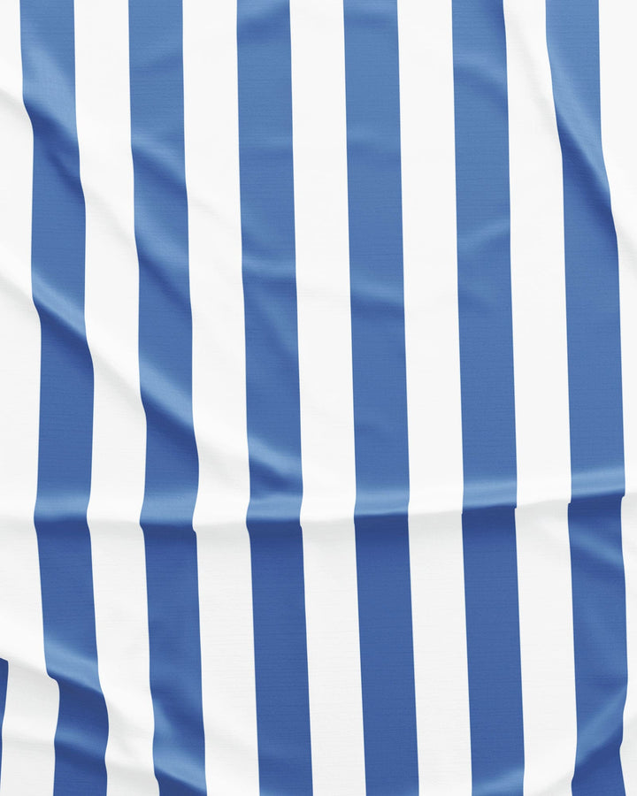 Mens lounge shorts with blue and white stripes