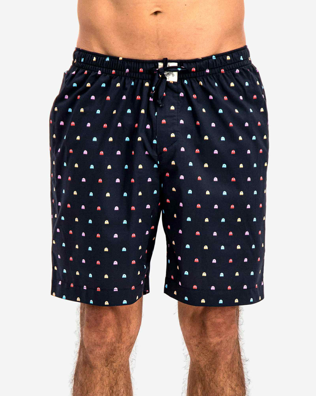 Mens lounge shorts with a p-ghost pacman pattern