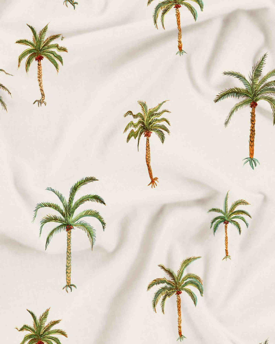 Mens lounge shorts with a palm tree pattern on a creme background