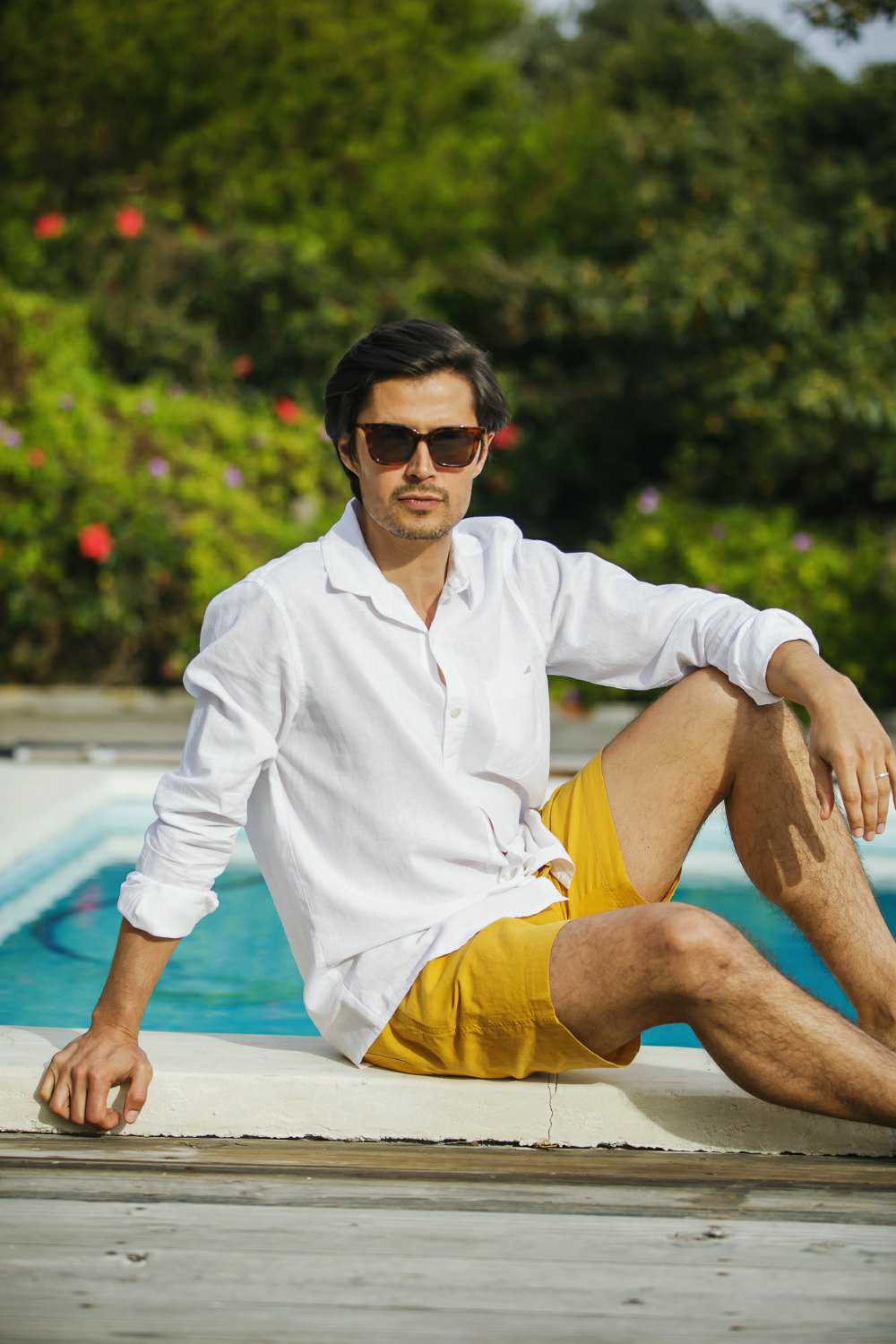 Men's loungewear - linen shirt and shorts