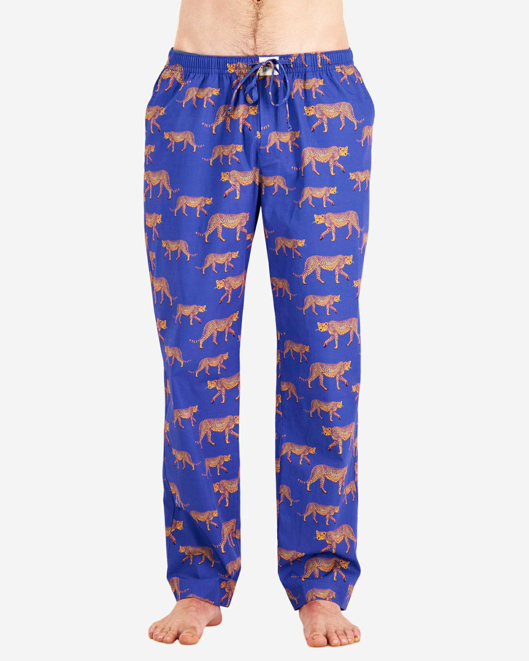 Mens pyjama bottoms - blue cheetah