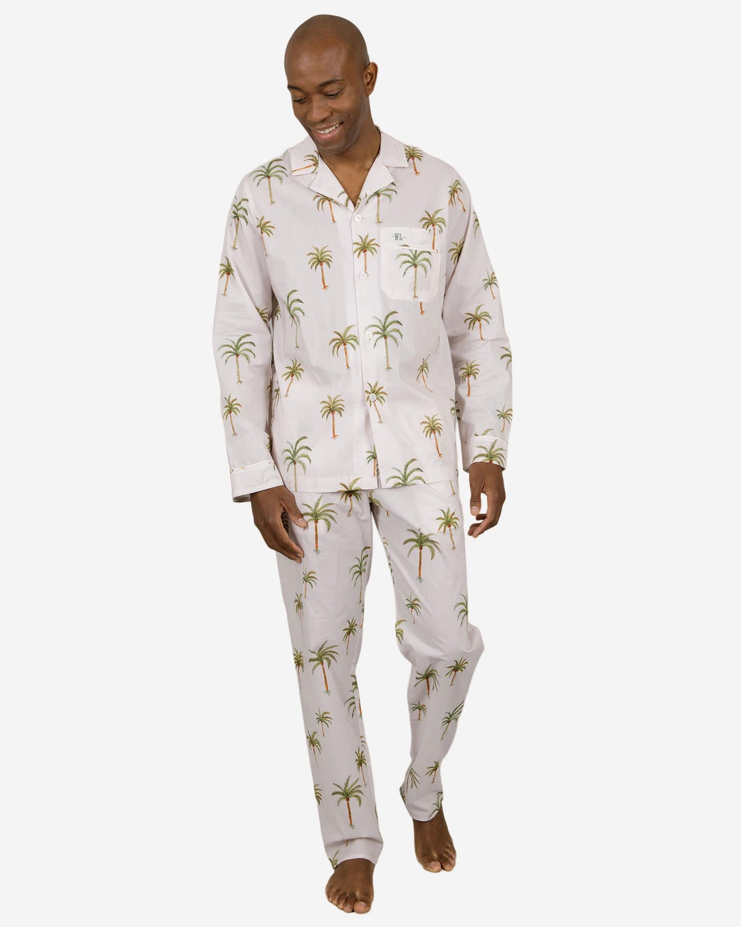 Mens creme pyjamas with palm trees