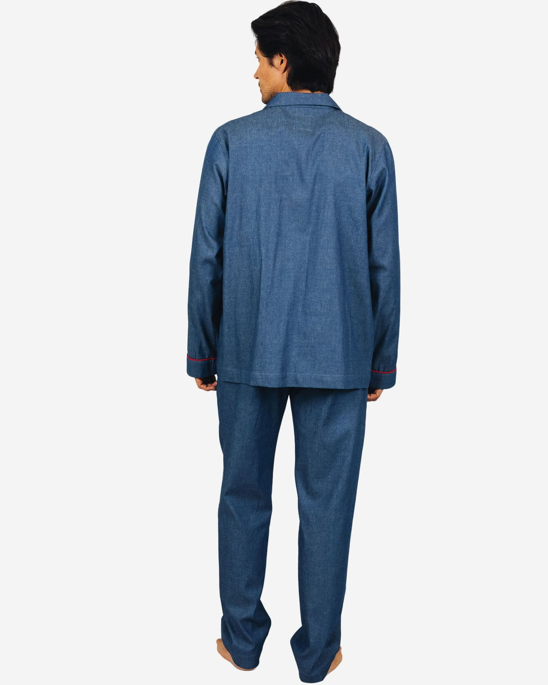 Mens blue pyjamas set - denim mid blue