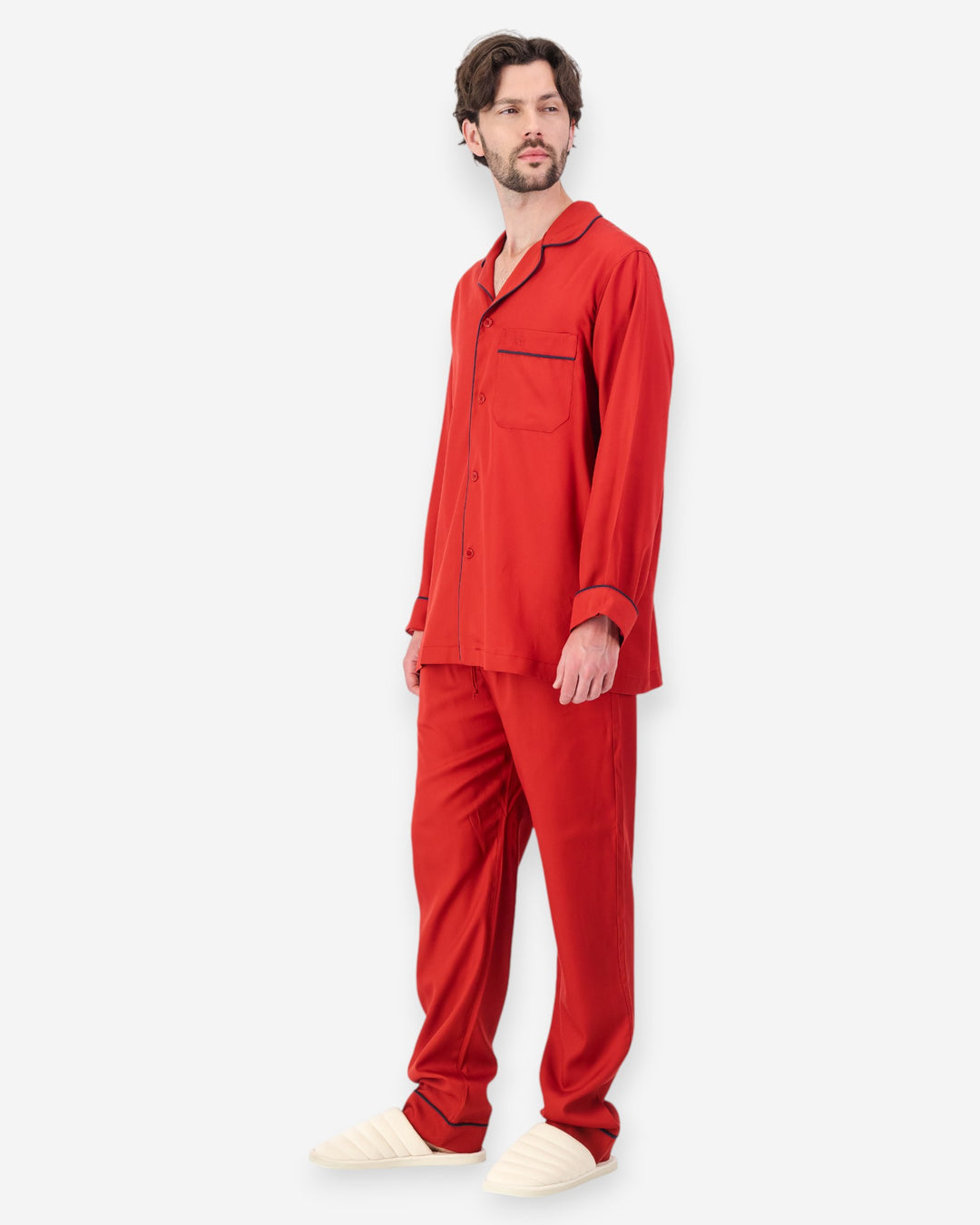 Mens red pyjamas tencel