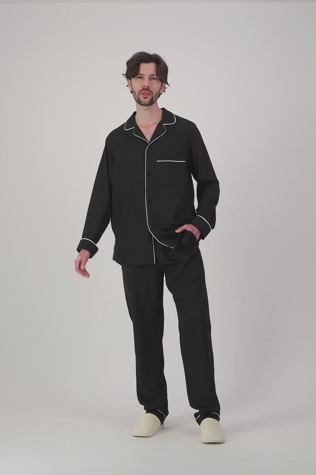 Pyjama Couple Noir en TENCEL™