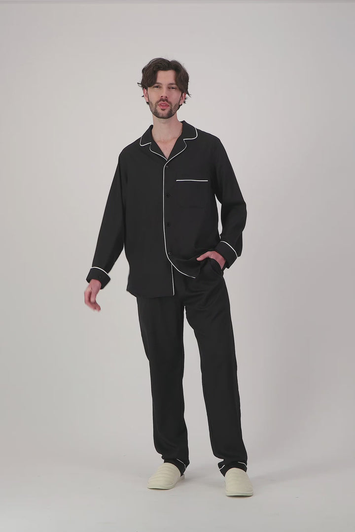 Pyjama Couple Noir en TENCEL™