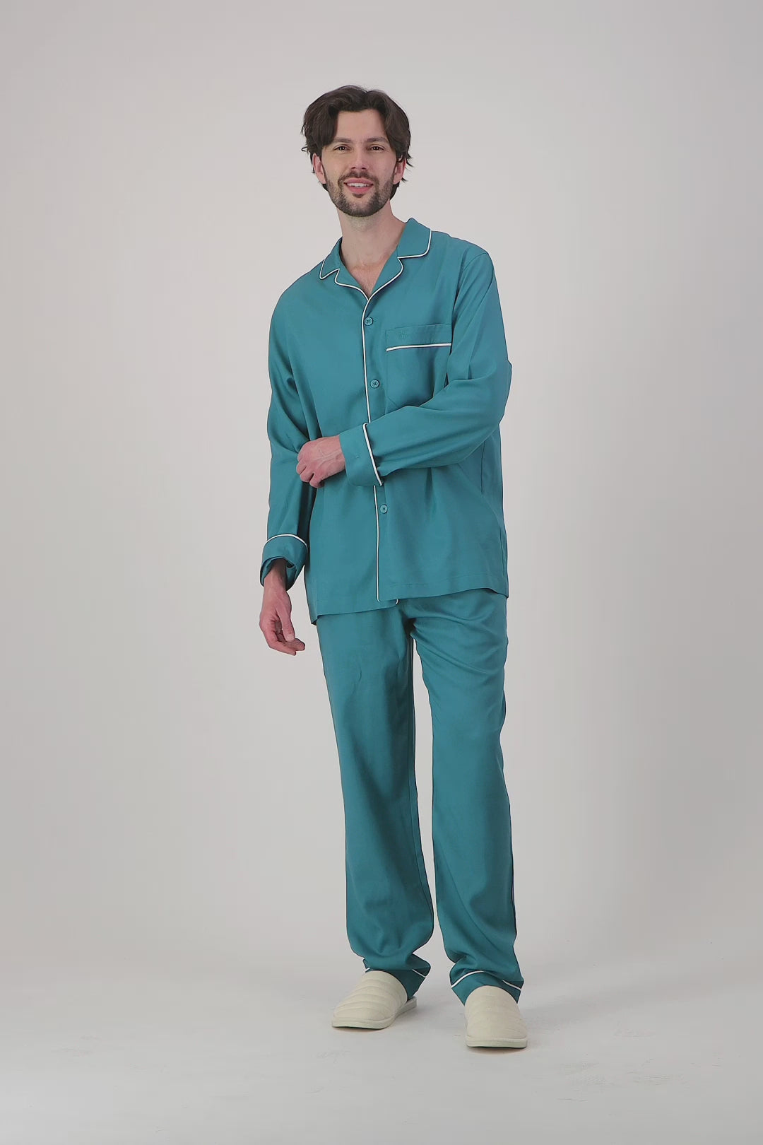 Mens green pyjamas tencel