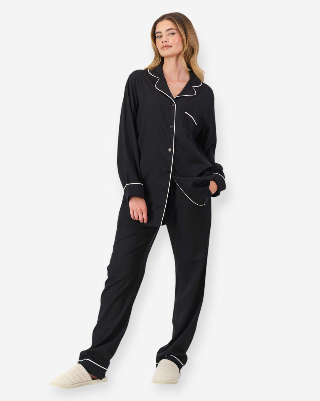 Womens black pyjamas tencel