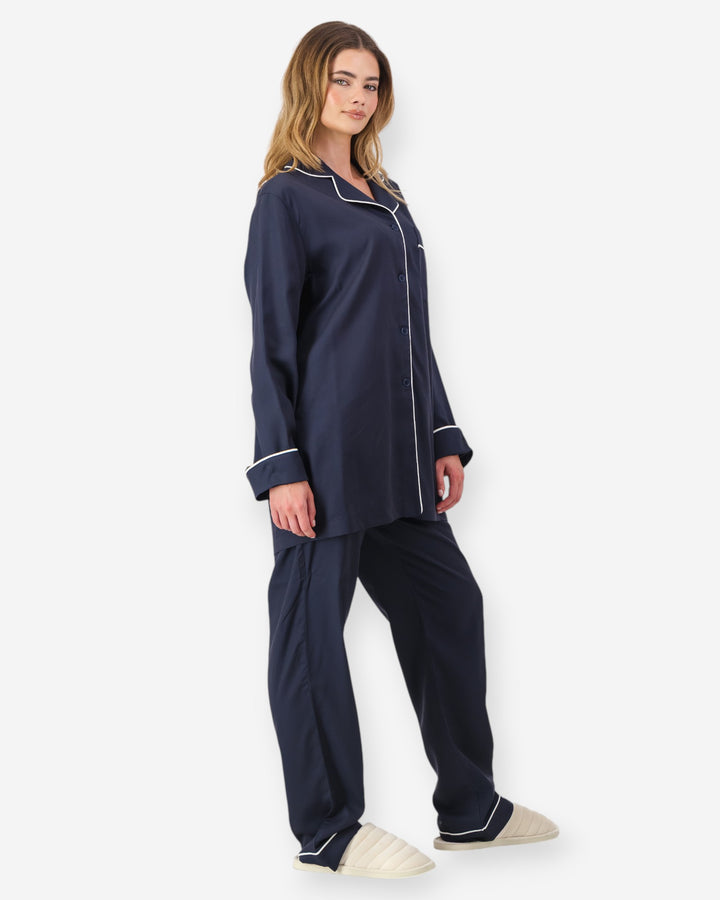 Womens navy pyjamas tencel