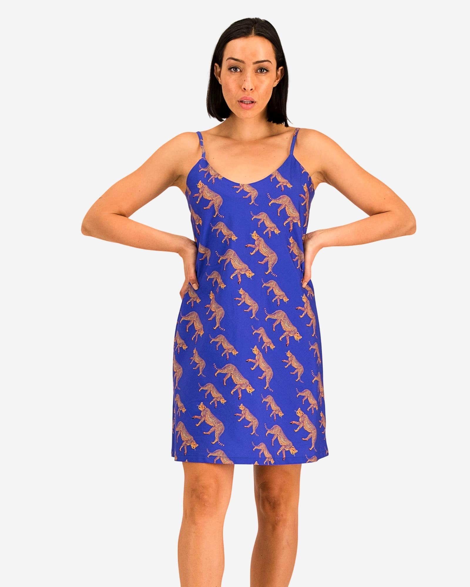 Womens Chemise/ Nighty - Blue Cheetah