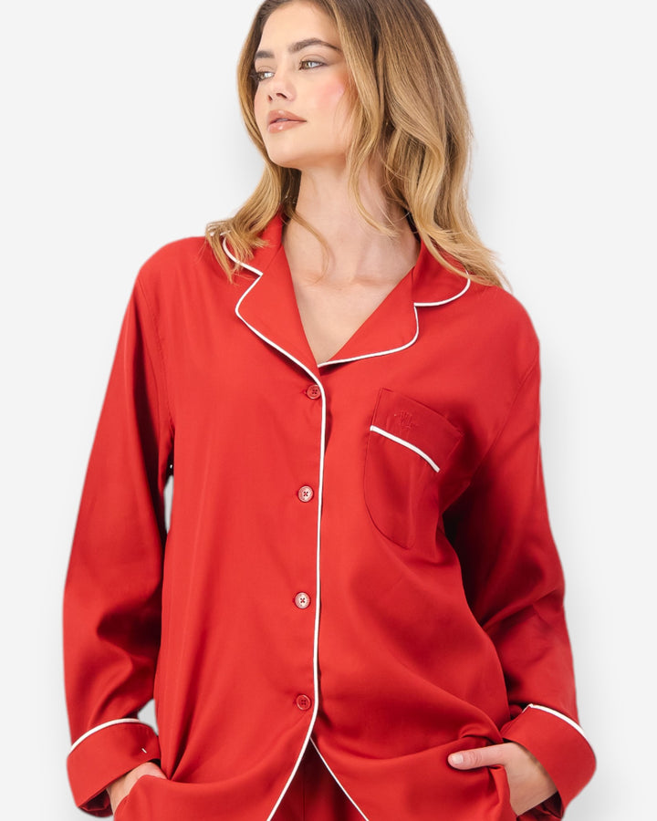 Womens red pyjamas tencel