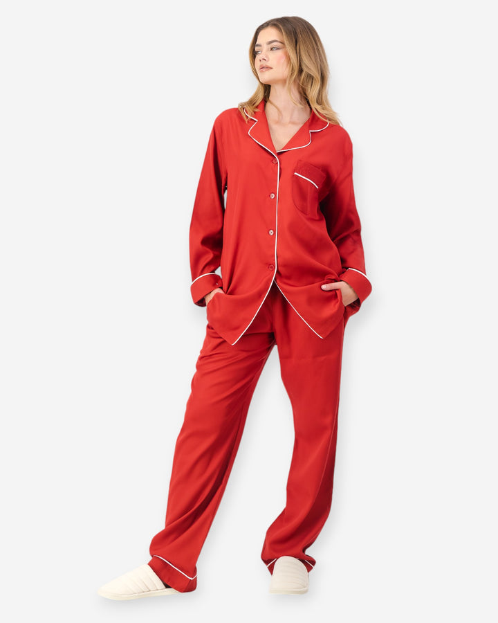 Womens red pyjamas tencel