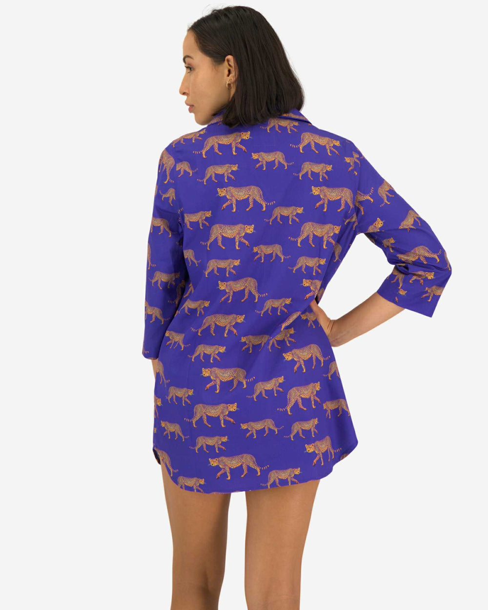 Womens sleepshirt - blue cheetah pattern