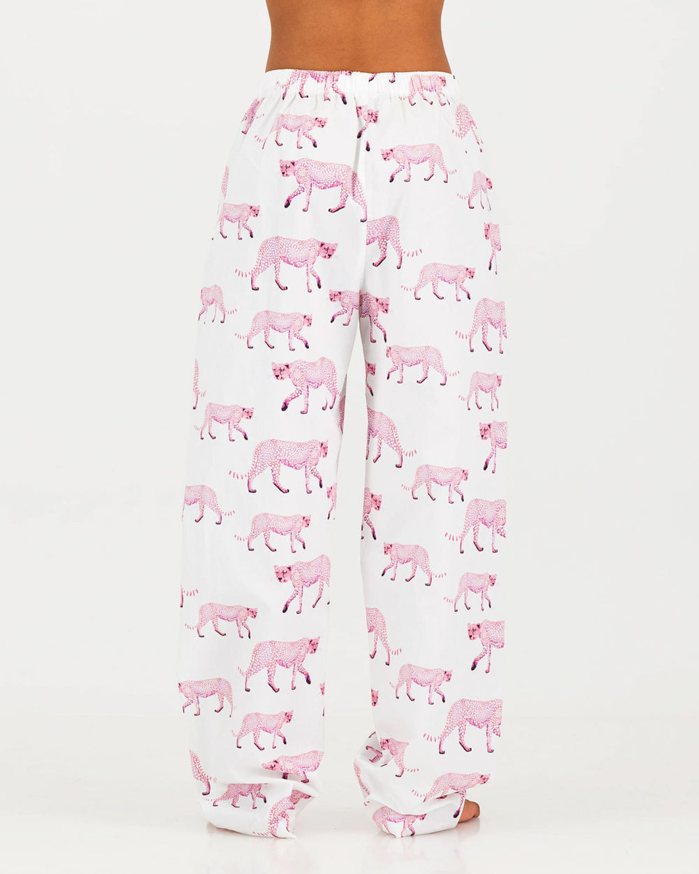 White kids boys girls lounge short pink cheetah