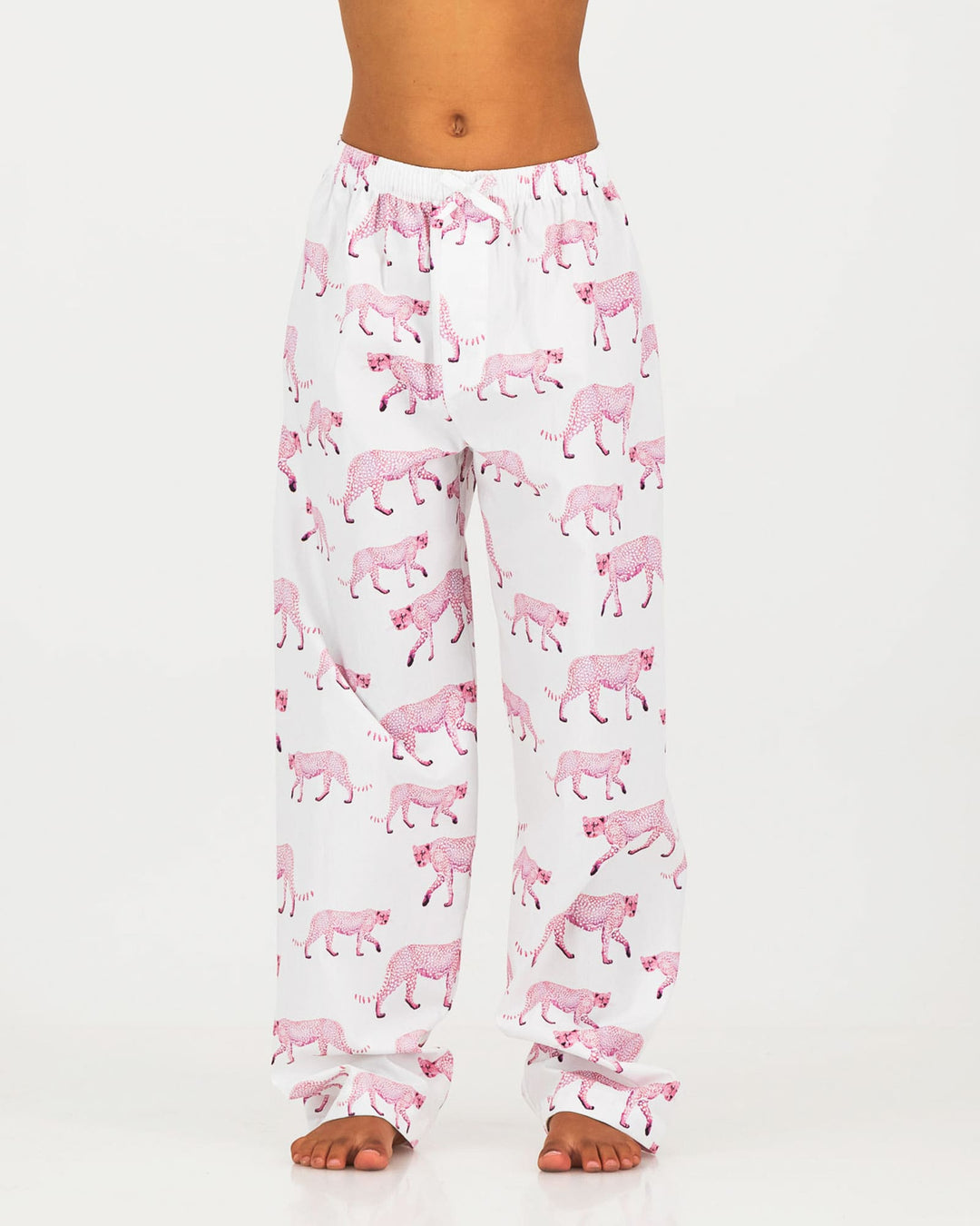 White kids boys girls lounge short pink cheetah