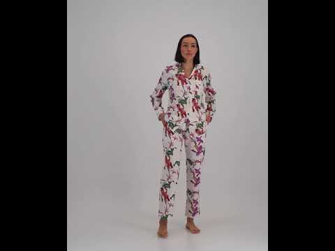 Women's lounge pants white vintage iris flowers