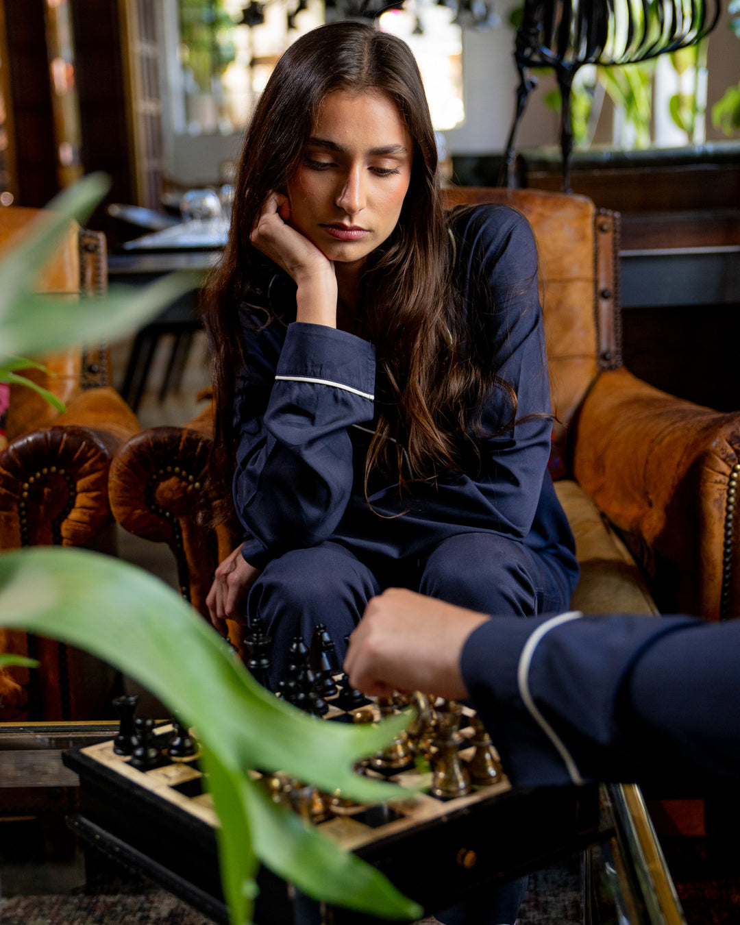 Women's Pyjamas - Navy Tencel
