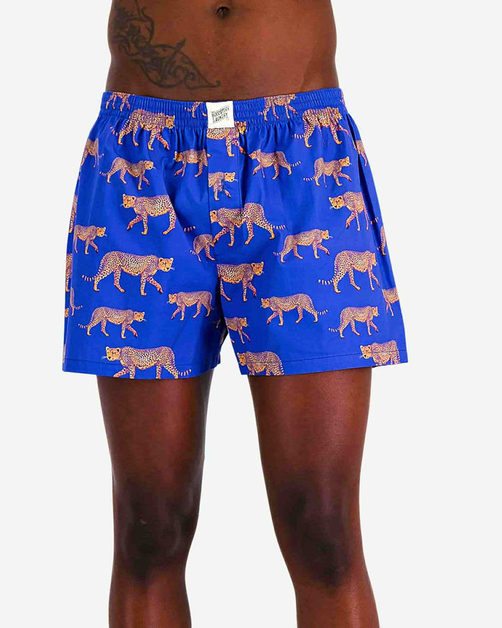 Mens boxer shorts - Blue cheetah