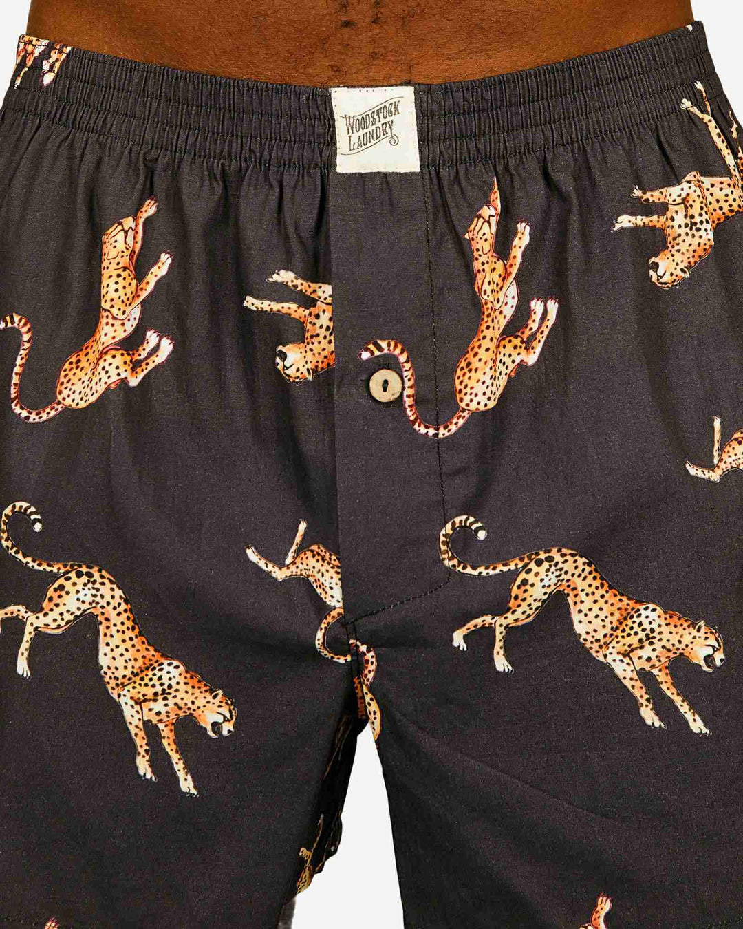 Black Boxer Shorts - Jumping Cheetah