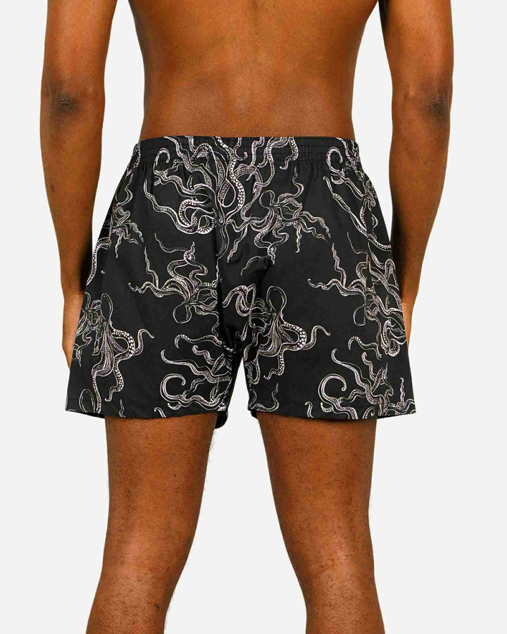 Men's Black Boxer Shorts - Octopus Black