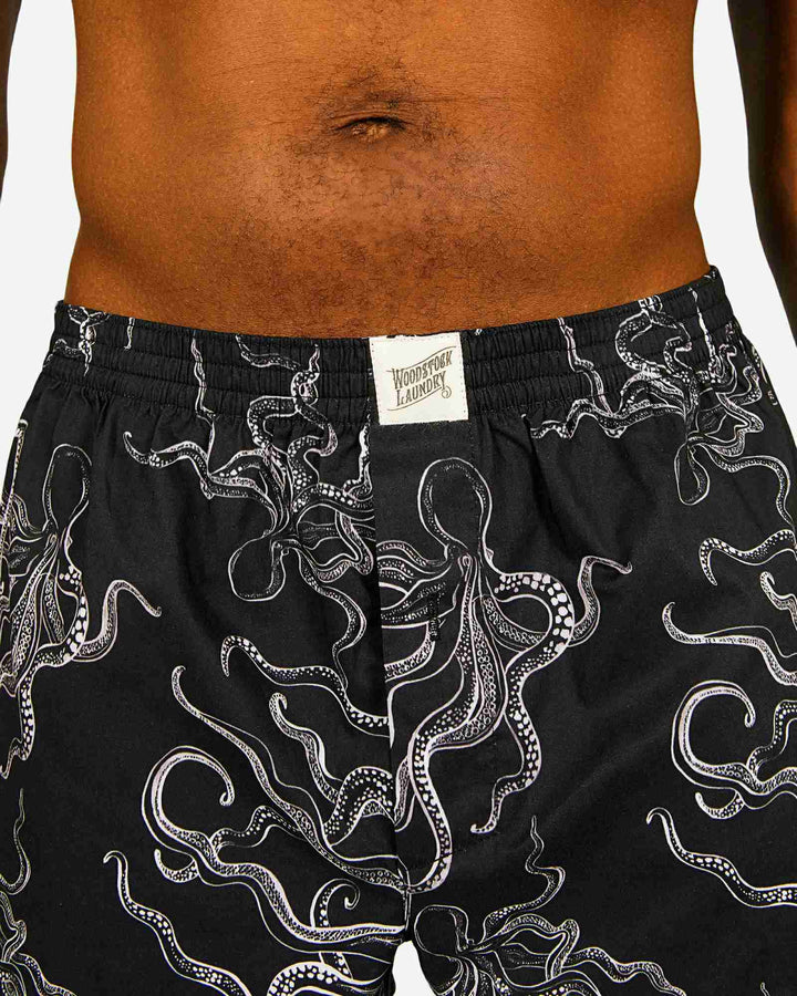 Men's Black Boxer Shorts - Octopus Black