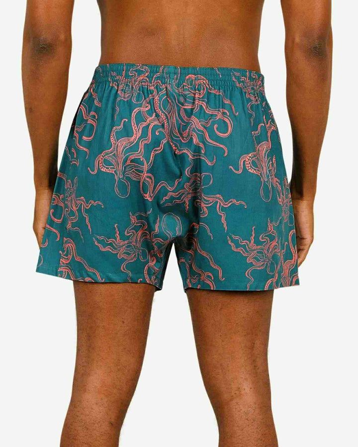 Green boxer shorts - Octopus Pink
