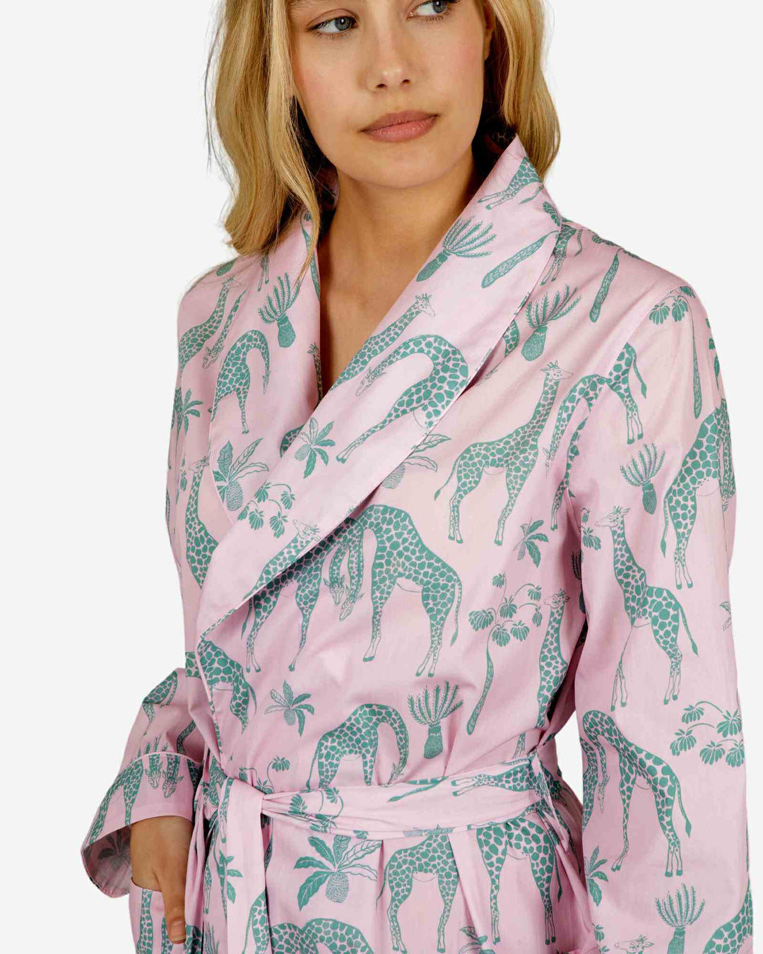 Women's Dressing Gown - Giraffes Pink | Woodstock Laundry AD Women's Dressing Gown - Giraffes Pink | Woodstock Laundry AD