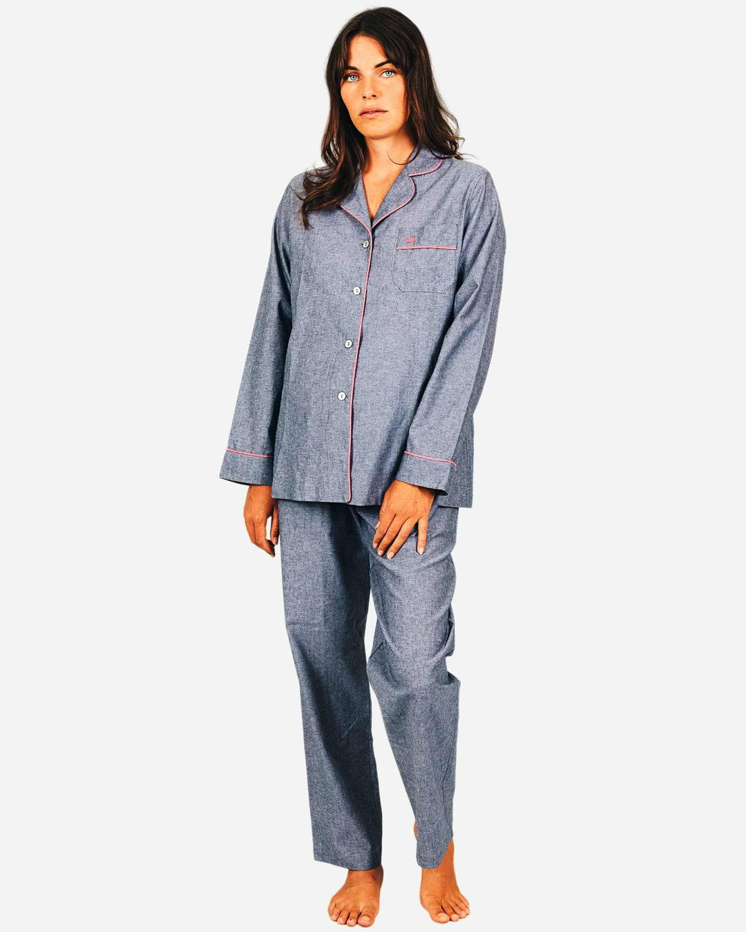 Womens cotton pyjamas set - Chambray black