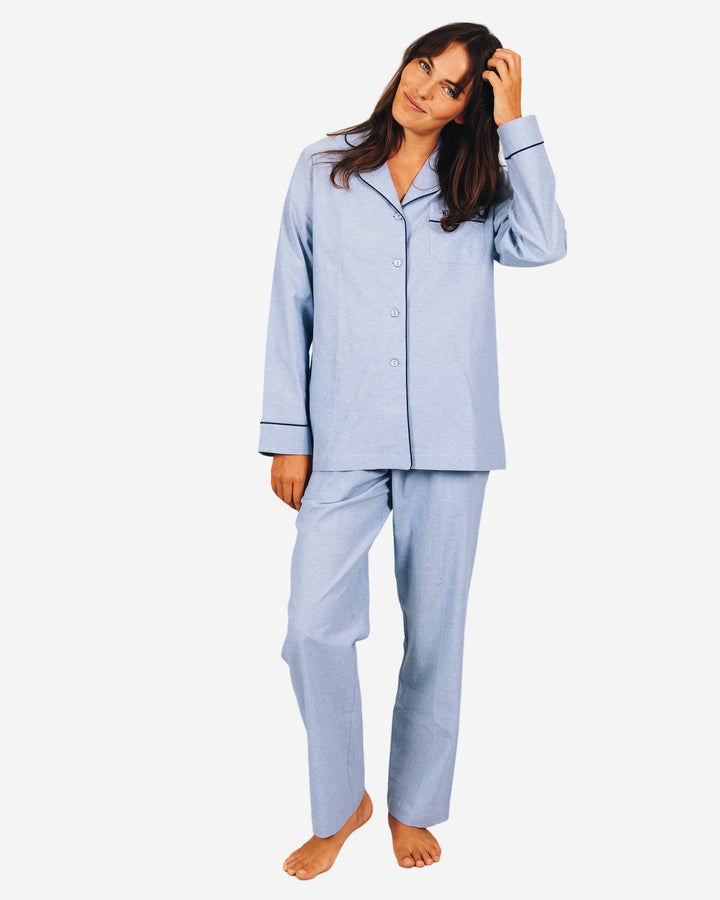 Womens cotton pyjamas set - Denim light blue