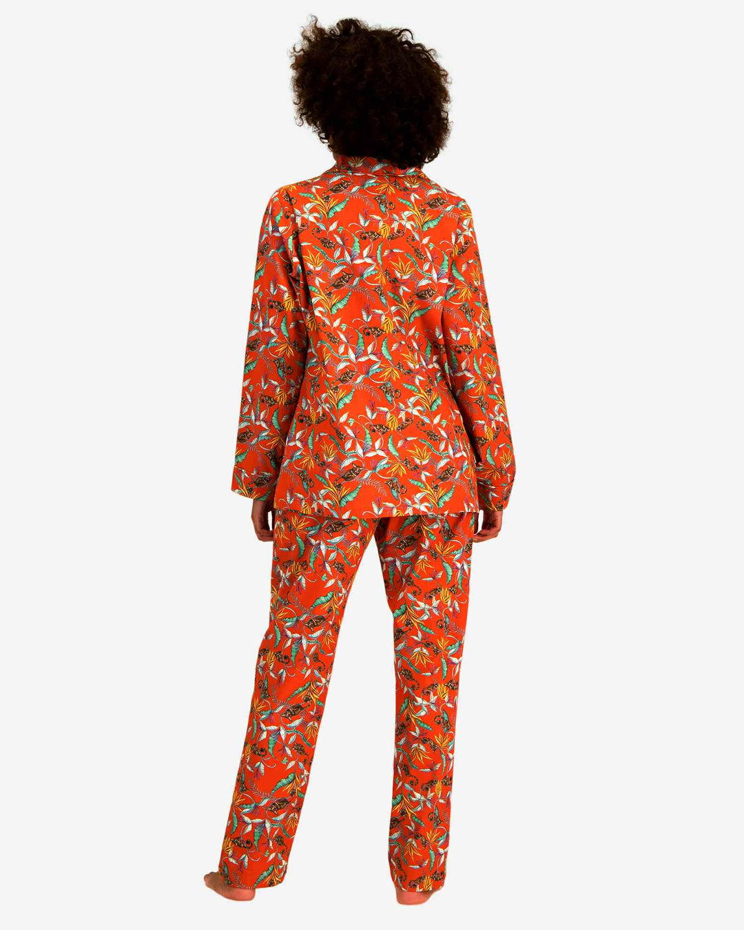 Womens long orange cotton pyjamas set with nag apies